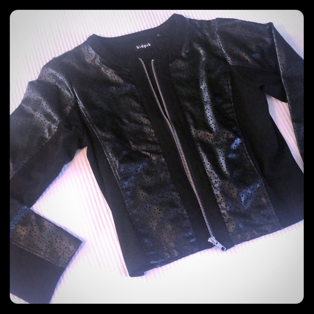 Kidpik girls faux leather jacket